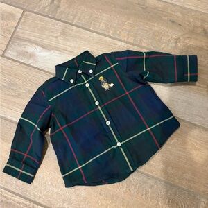 Ralph Lauren Polo Bear plaid cotton oxford shirt 6 months